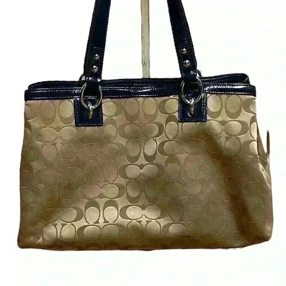 Coach Penelope Khaki with Blue Hand Bag. Pre-Loved. - Picture 4 of 8